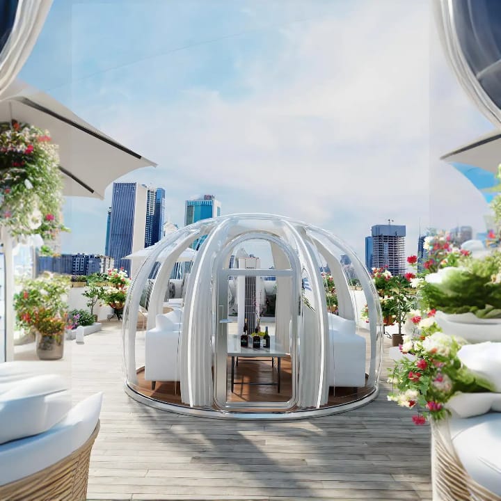 camping dining dome tent or dome houses and restaurant